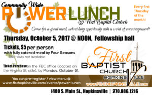 First Baptist Church Community Wide Power Lunch @ First Baptist Church | Hopkinsville | Kentucky | United States
