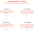 Vansauwas Tacos and Vegan Eats menu pg 2-March 2020